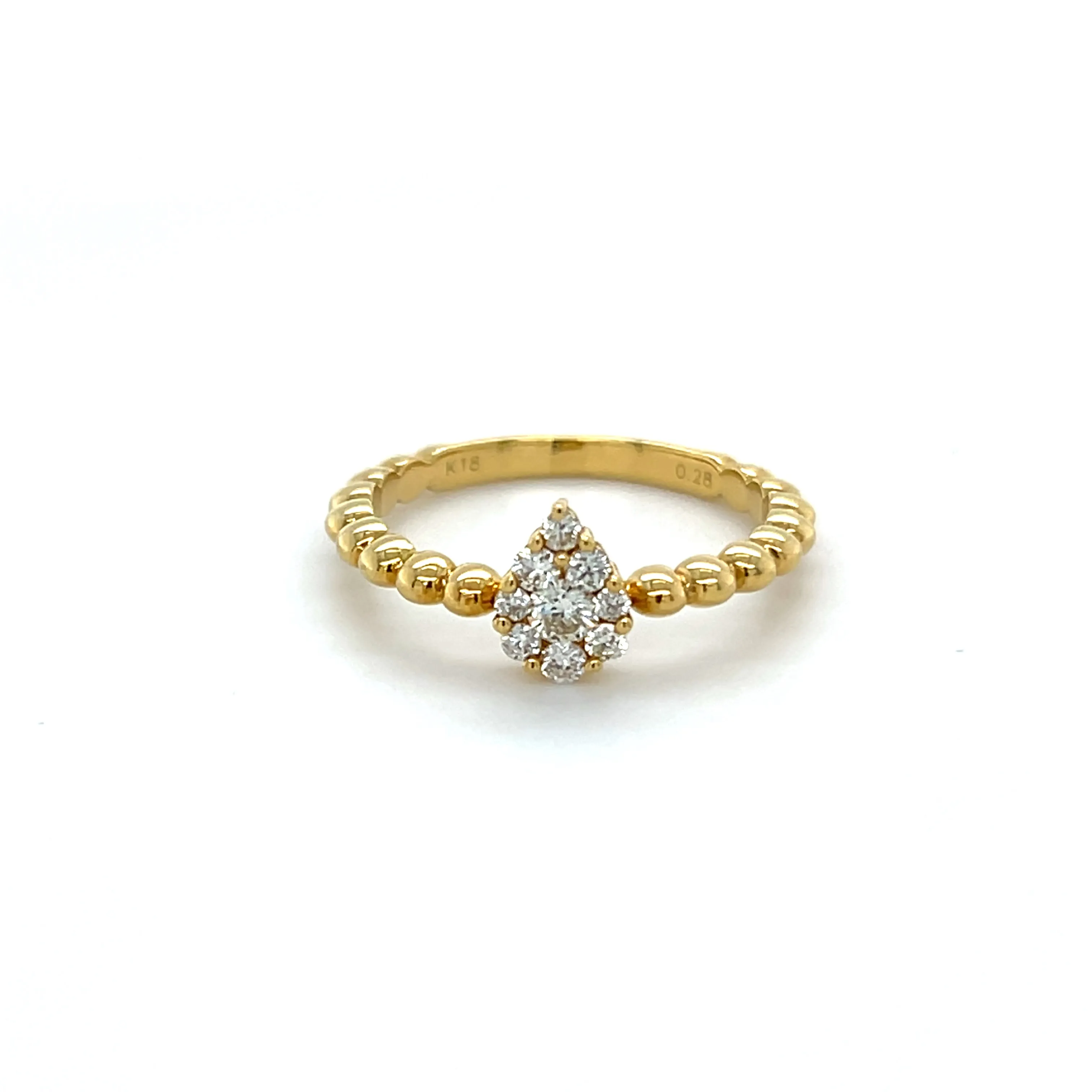 Pear Shape Multi Diamond on Beaded Band Ring