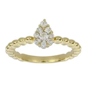 Pear Shape Multi Diamond on Beaded Band Ring