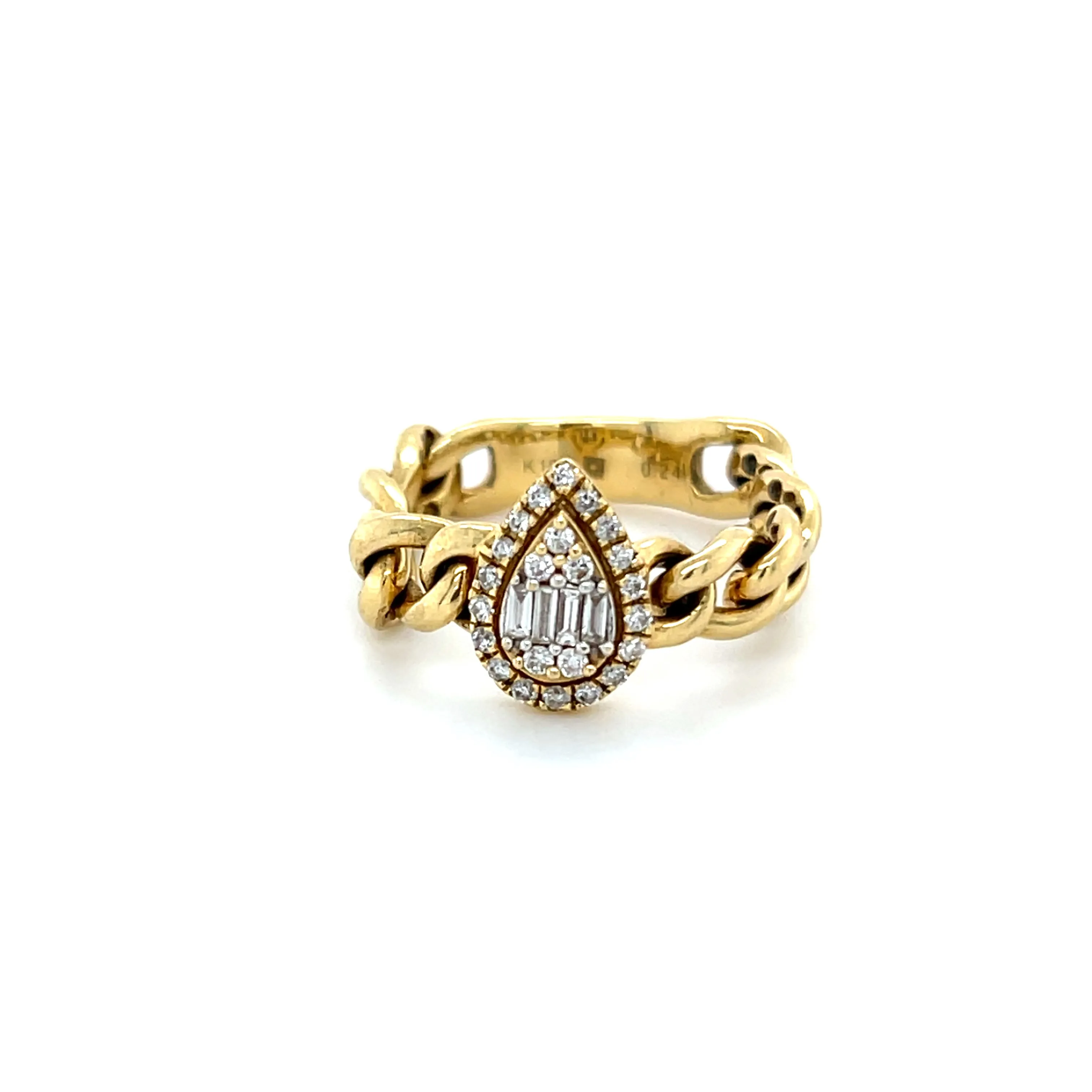 Pear Shape Multi Diamond on Cuban Chain Ring