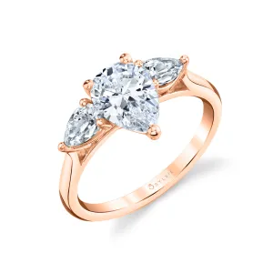 Pear Shaped 1.5 Ct Three Stone Engagement Ring - Martine 18k Gold Rose