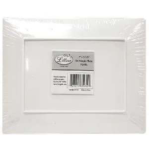 Pearl 7.5" Rectangular Plastic Appetizer Plates (Case Qty: 120)