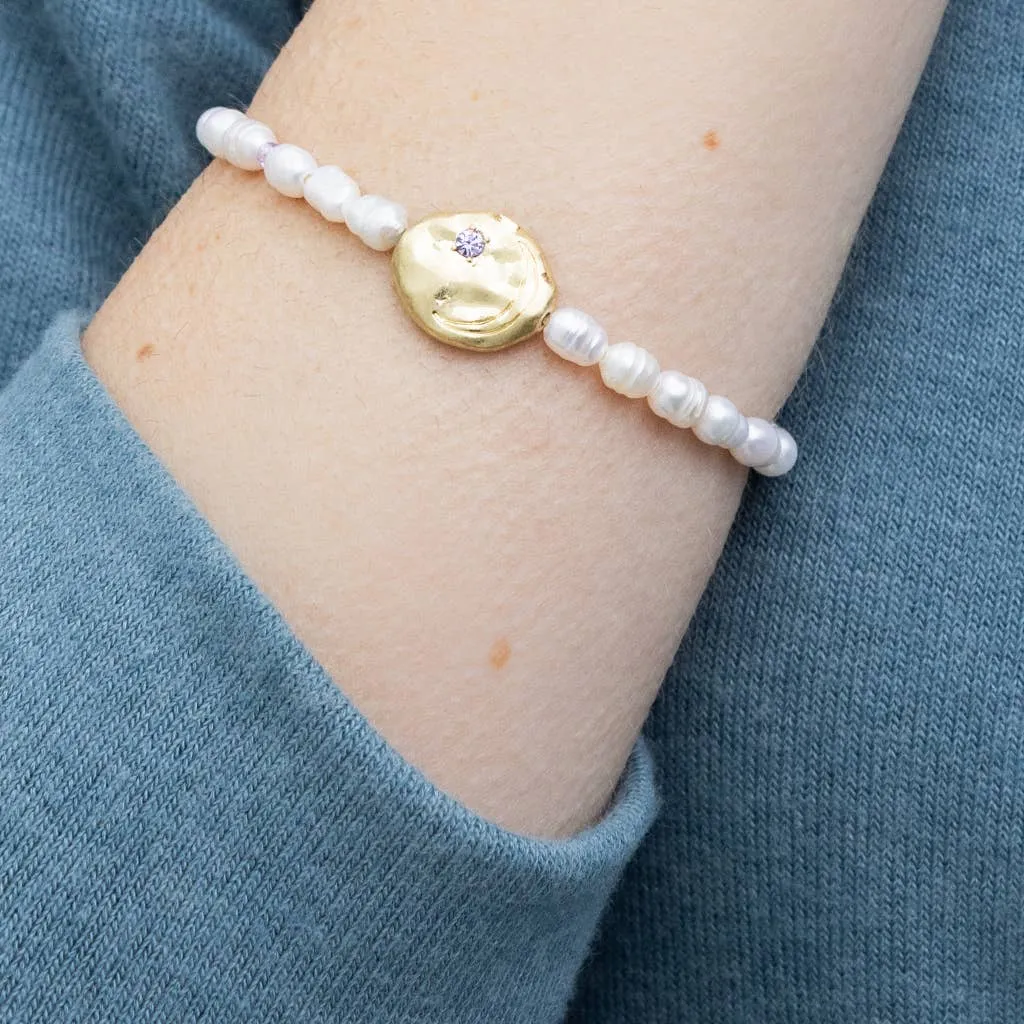 Pearl Affirmation Bracelet - Protection / Gold