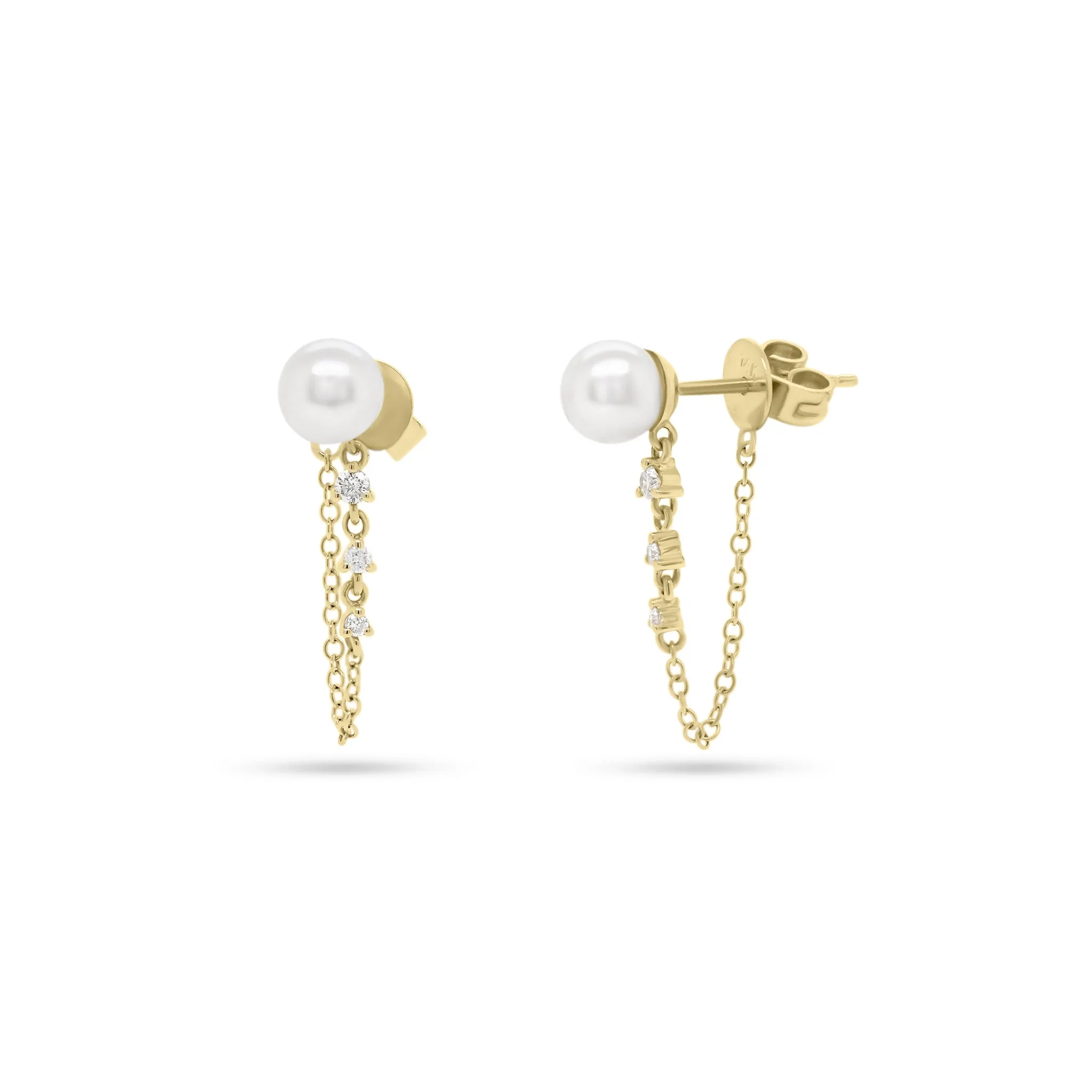 Pearl & Diamond Front-Back Earrings