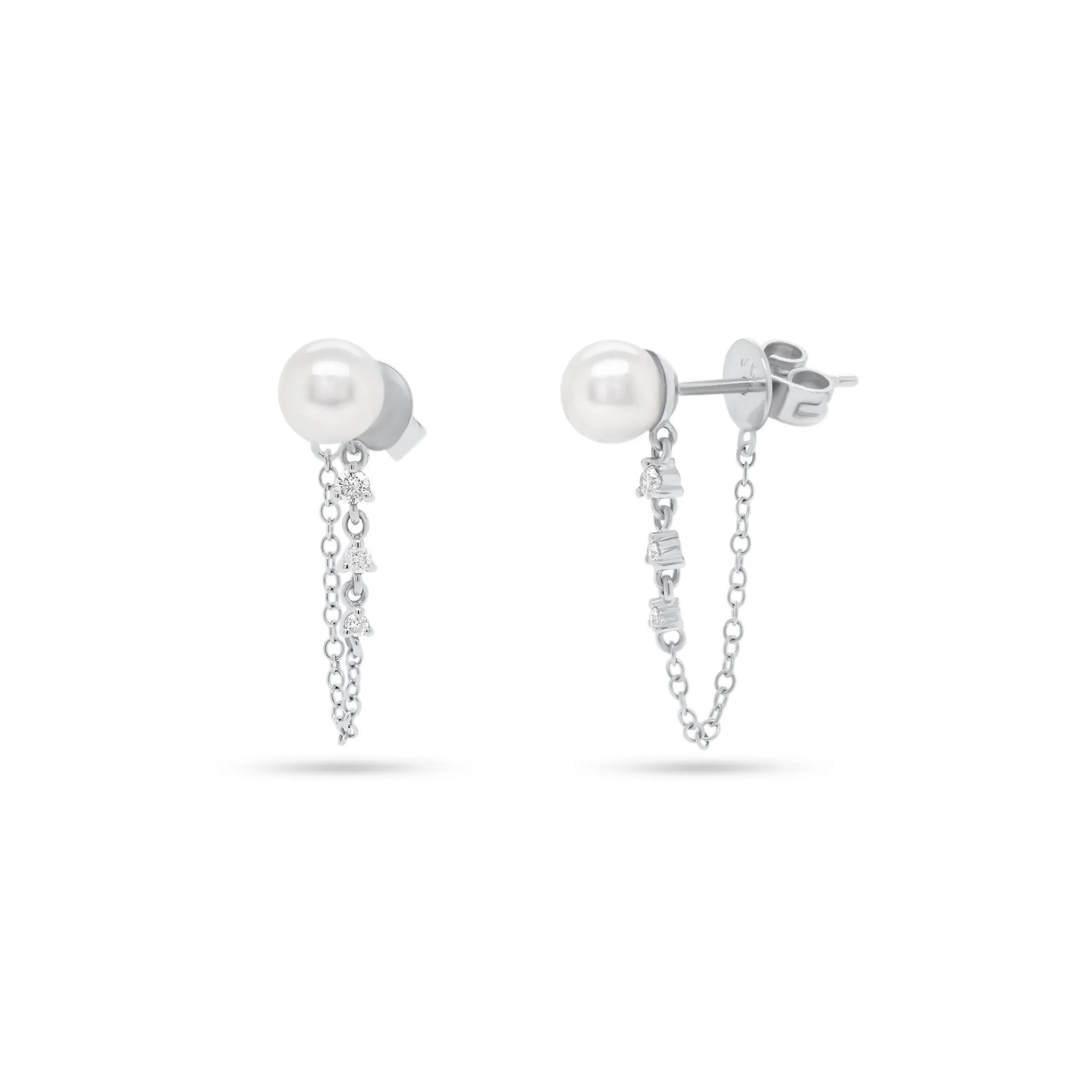 Pearl & Diamond Front-Back Earrings