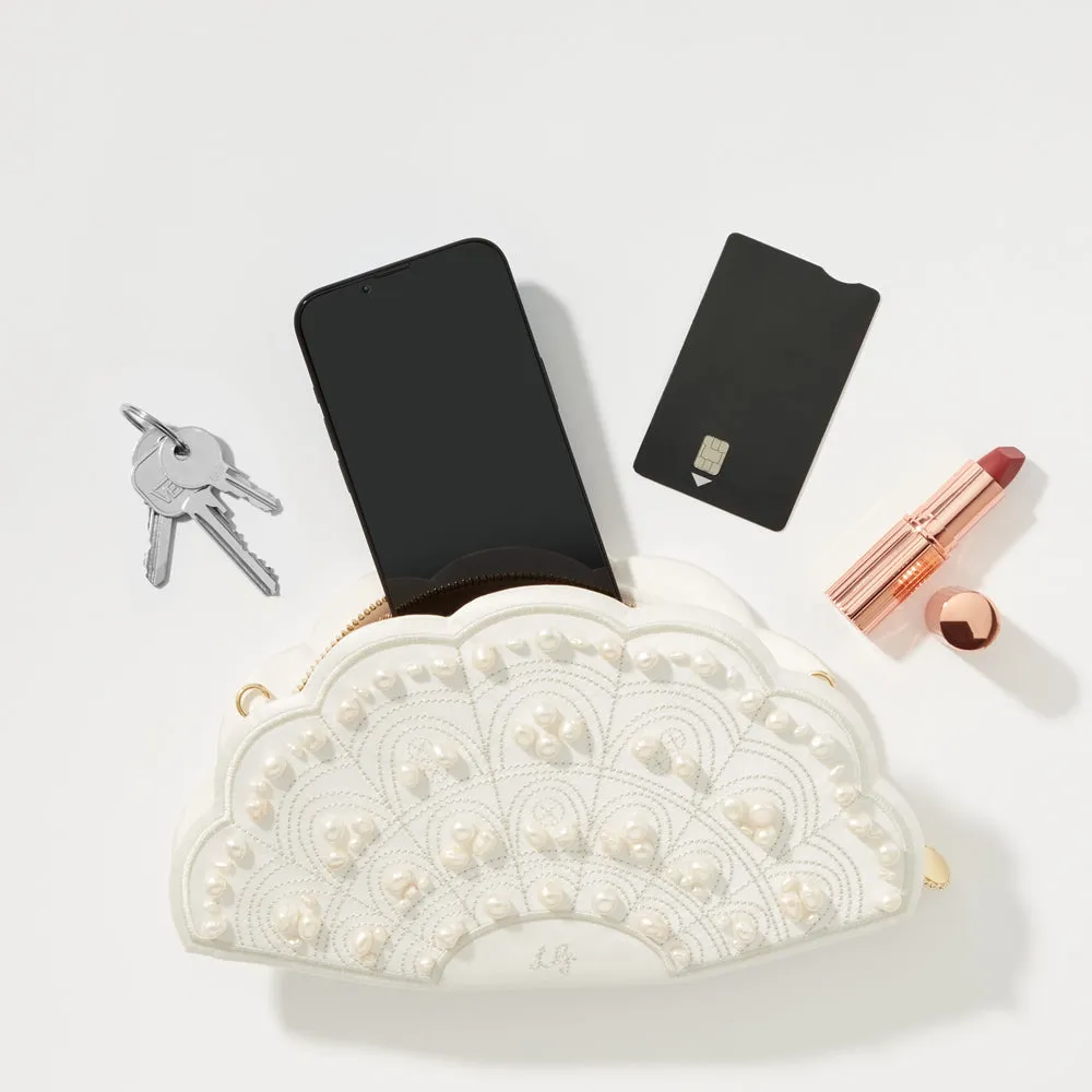 PEARL COLLECTIBLE FAN CLUTCH BAG