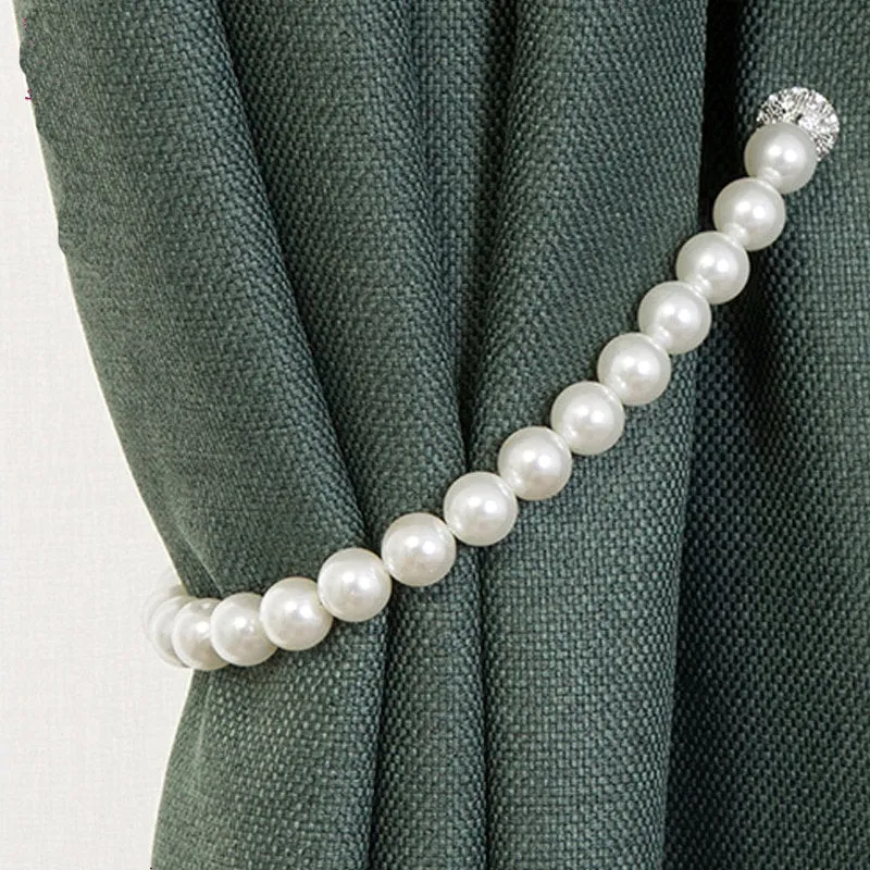 Pearl Curtain Tie, Curtain Tie Backs, Tieback Window Treatment Shower Curtain Tie, Magnetic Curtain Tiebacks, Drape Tie Backs, Decor