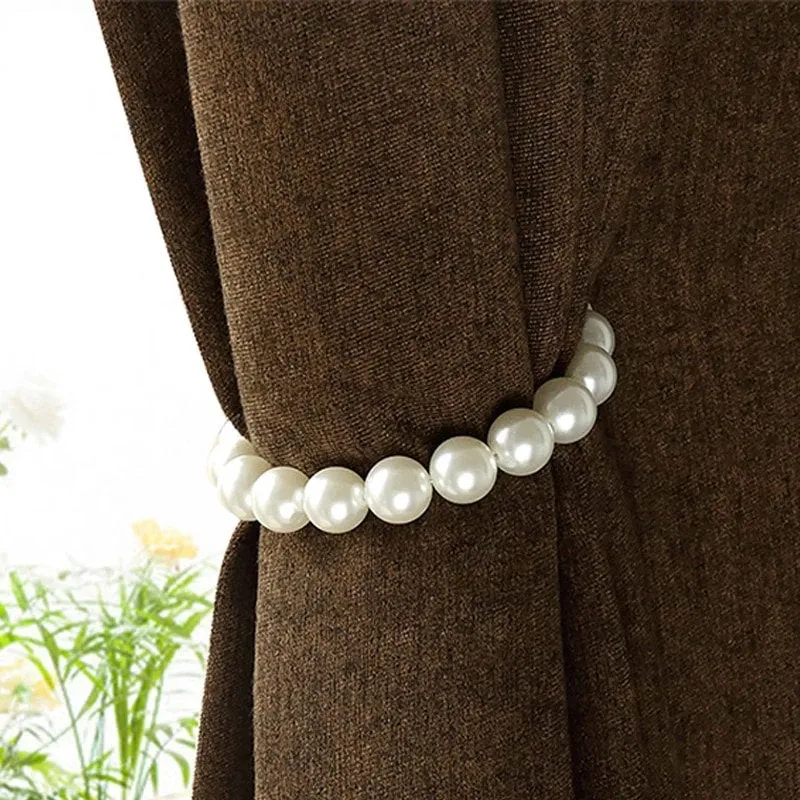 Pearl Curtain Tie, Curtain Tie Backs, Tieback Window Treatment Shower Curtain Tie, Magnetic Curtain Tiebacks, Drape Tie Backs, Decor