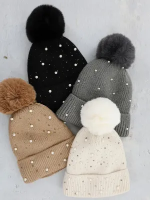 Pearl Pom Pom Beanie