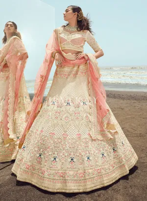 Pearl White Zarkan Embroidered Designer Lehenga Choli