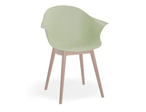 Pebble Armchair Mint Green with Shell Seat - Natural Beechwood Base