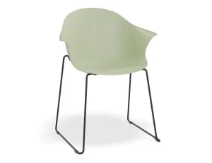 Pebble Armchair Mint Green with Shell Seat - Sled Base with Black Legs