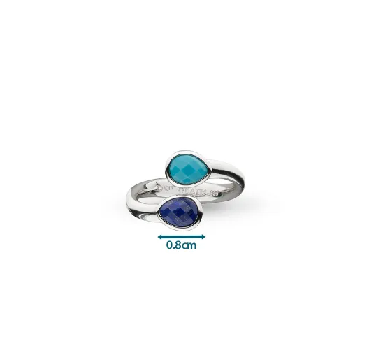 Pebble Azure Gemstone Open Crossover Ring