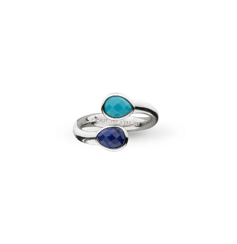 Pebble Azure Gemstone Open Crossover Ring