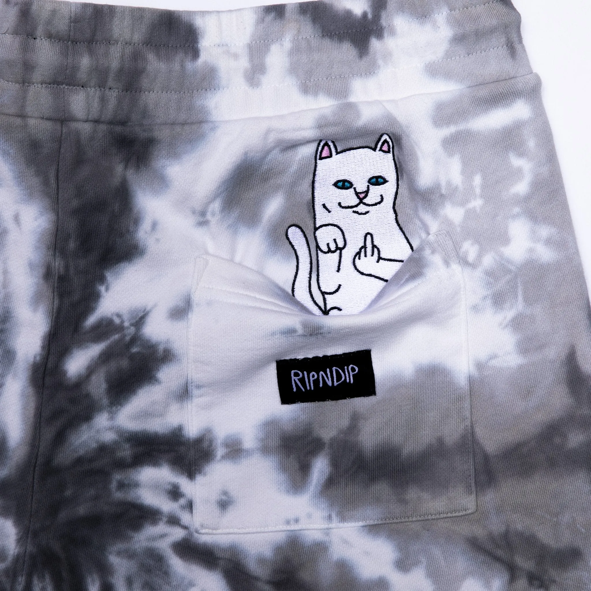 Peek A Nermal Sweat Shorts (Black Spiral Tie Dye)