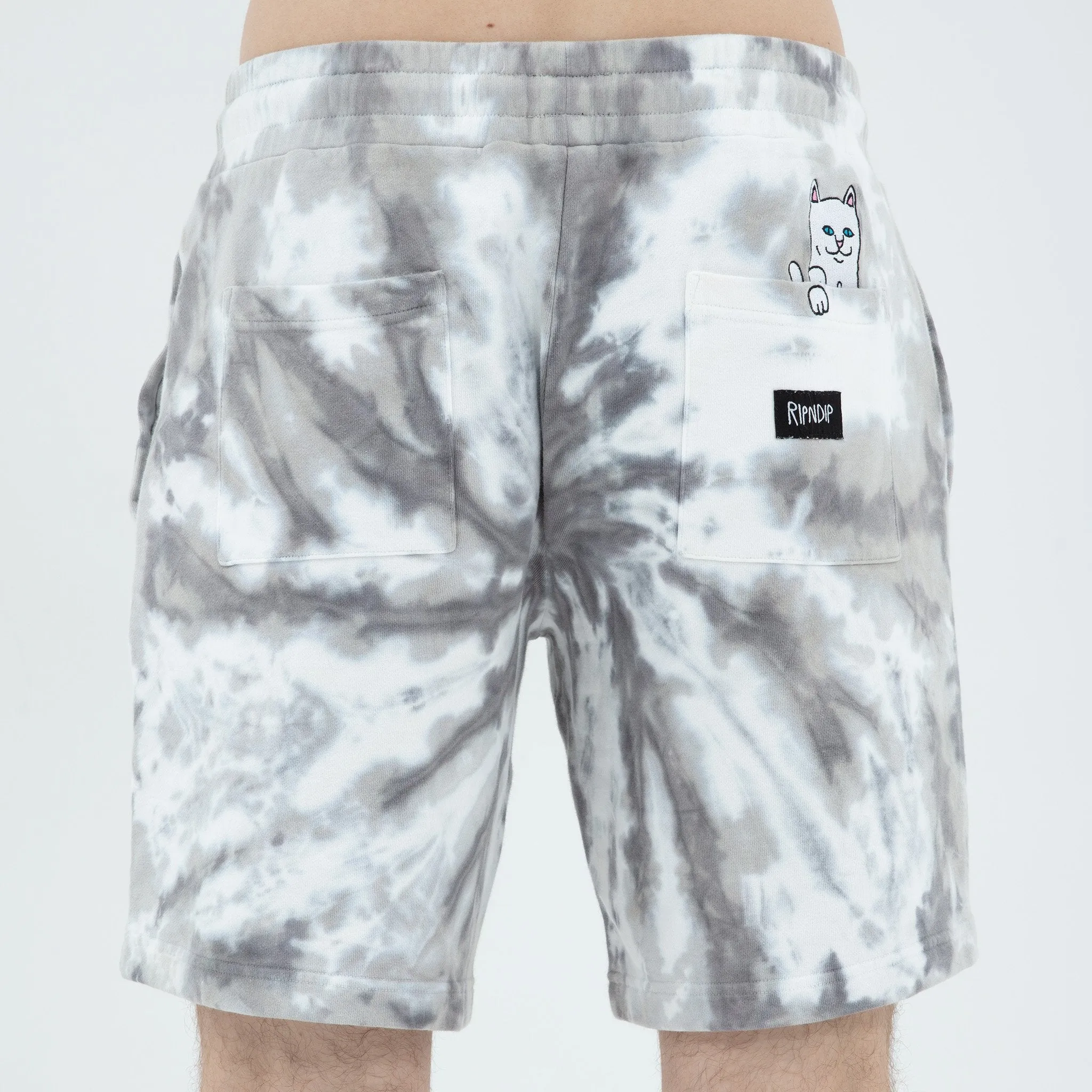 Peek A Nermal Sweat Shorts (Black Spiral Tie Dye)