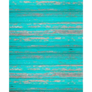 Peeling Teal Planks Printed Backdrop