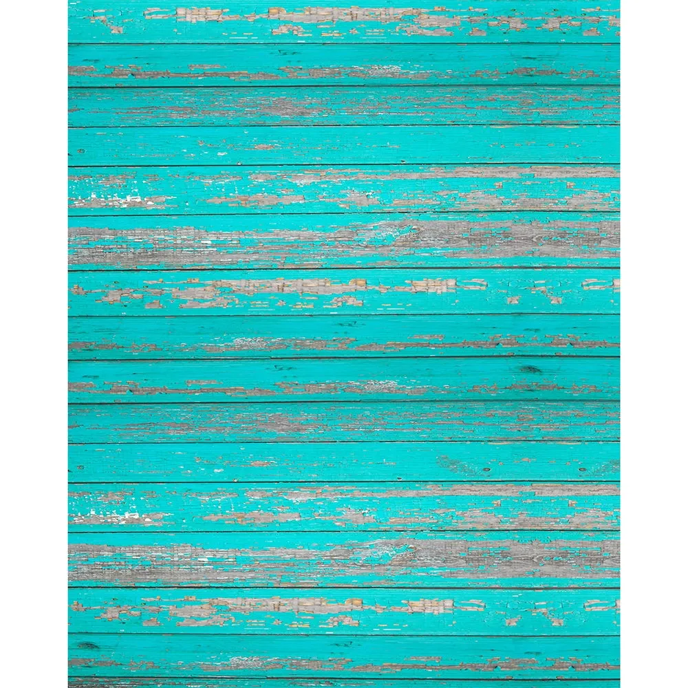 Peeling Teal Planks Printed Backdrop