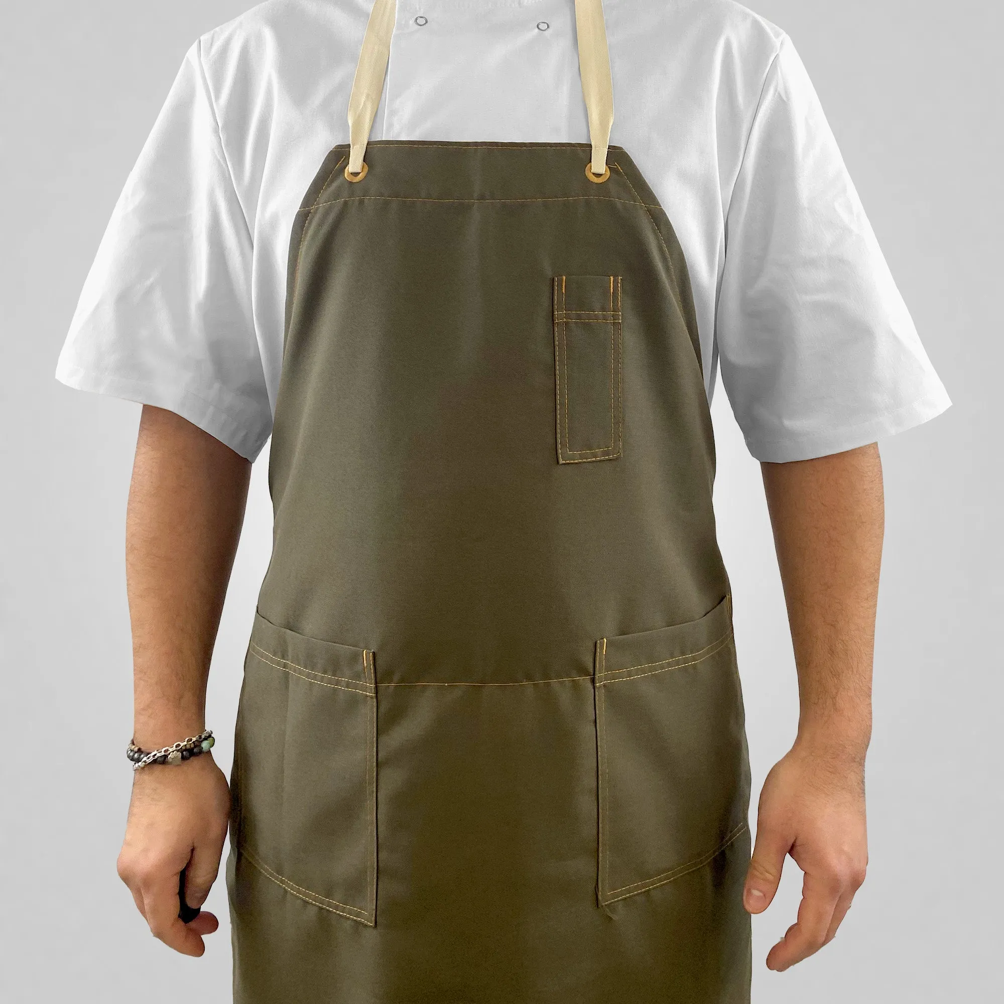 Pegasus Aprons 100% Polyester Earth Green Bib Aprons