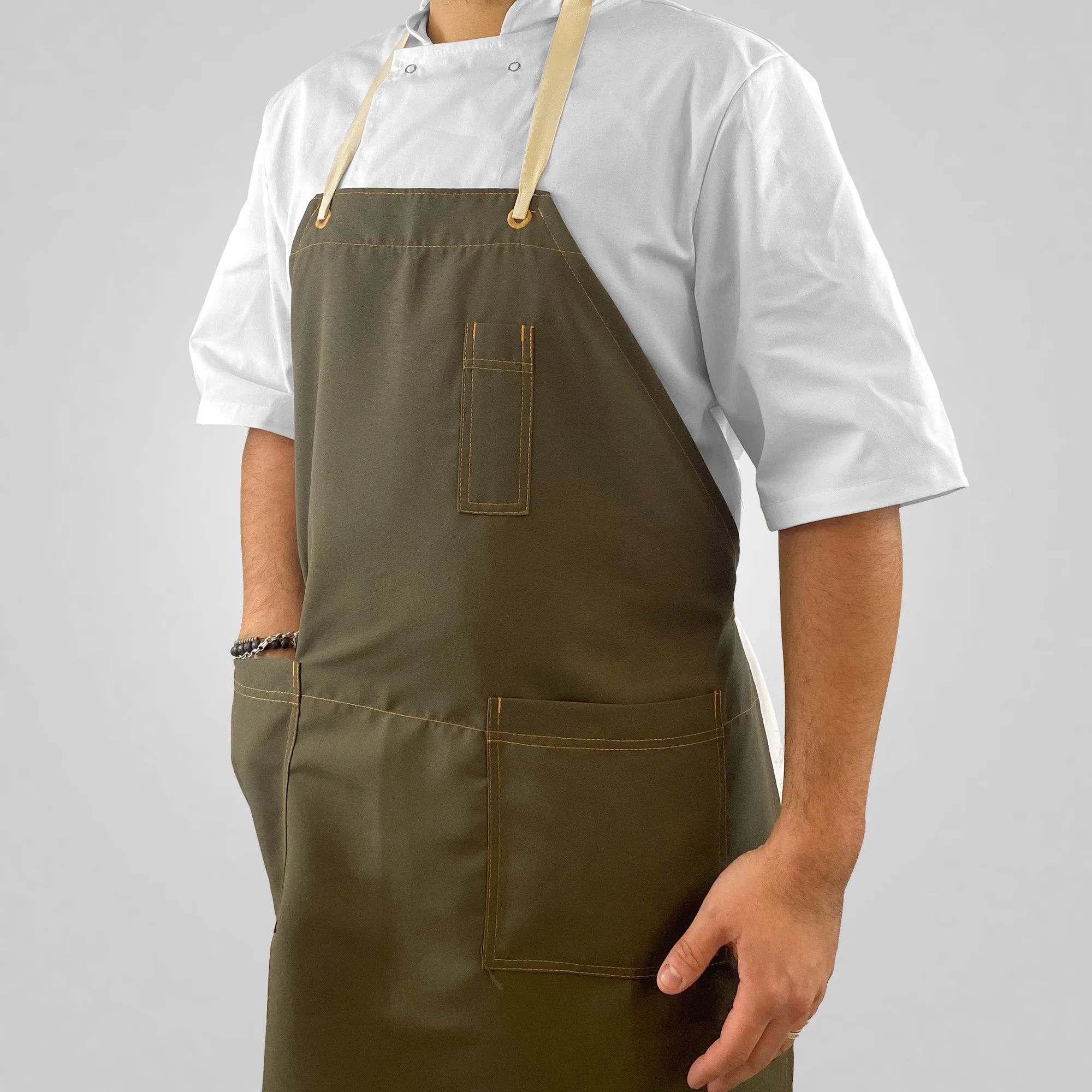 Pegasus Aprons 100% Polyester Earth Green Bib Aprons