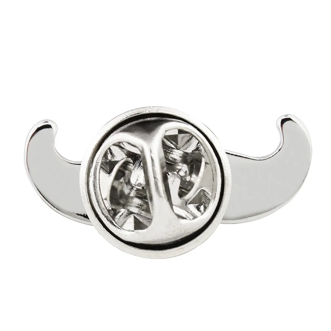 Peluche Manly Moustache Silver Lapel Pin