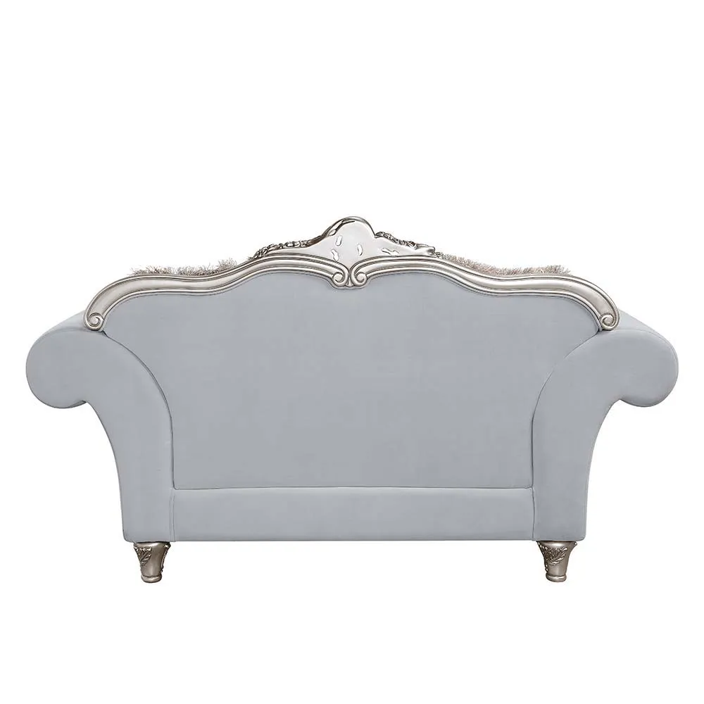 Pelumi - Loveseat - Light Gray Linen & Platinum - Finish