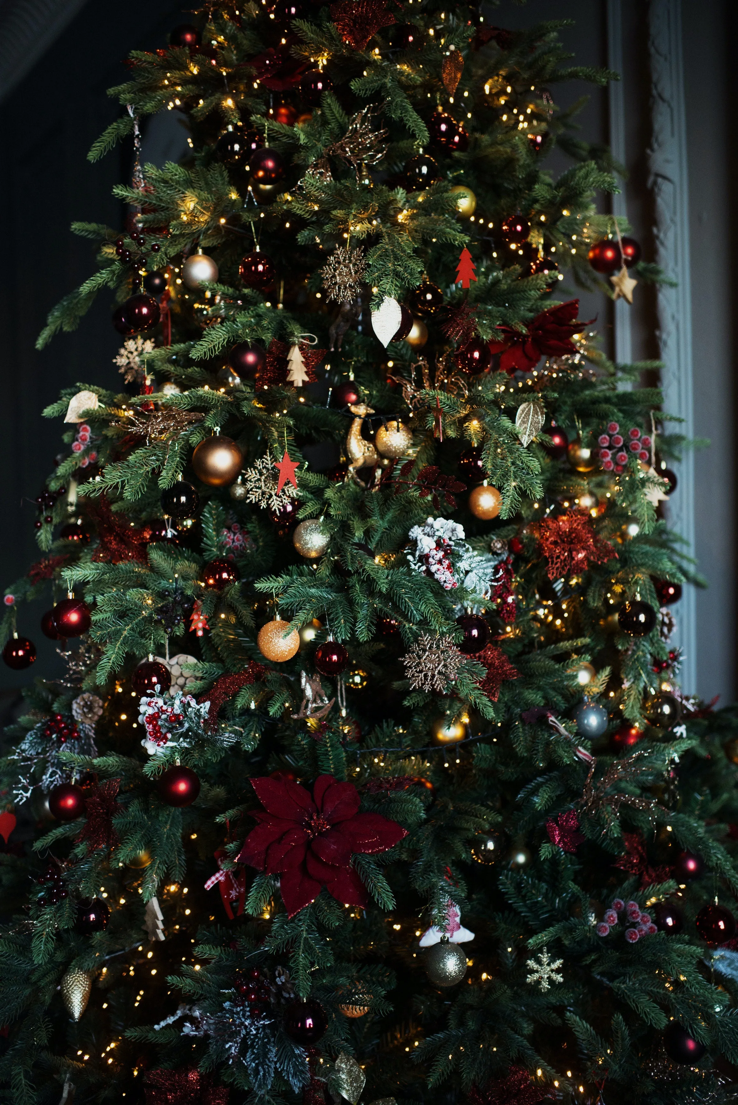 Pendagli in vetro "Rosa Triumph" per albero di Natale moderno ed elegante