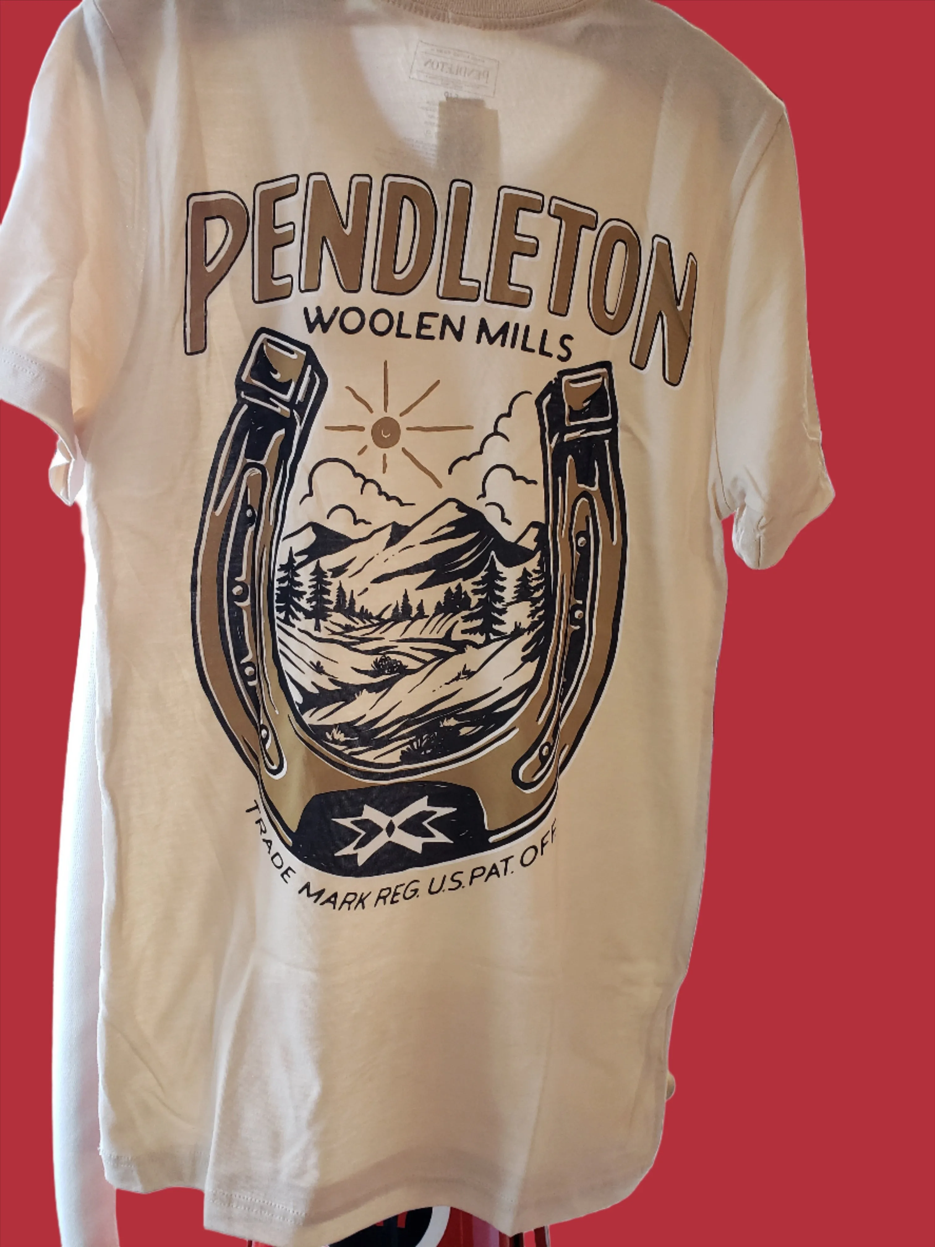 Pendleton Vintage Horseshoe Graphic Tee in Soft Cream/Gold