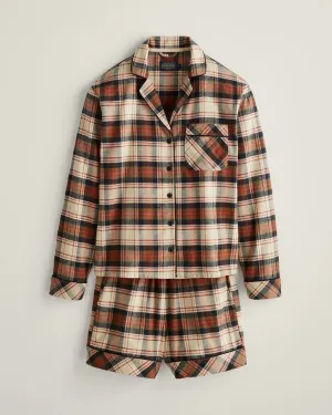 Pendleton Women's Pajama Short Set in Tan/Black/Brick Plaid