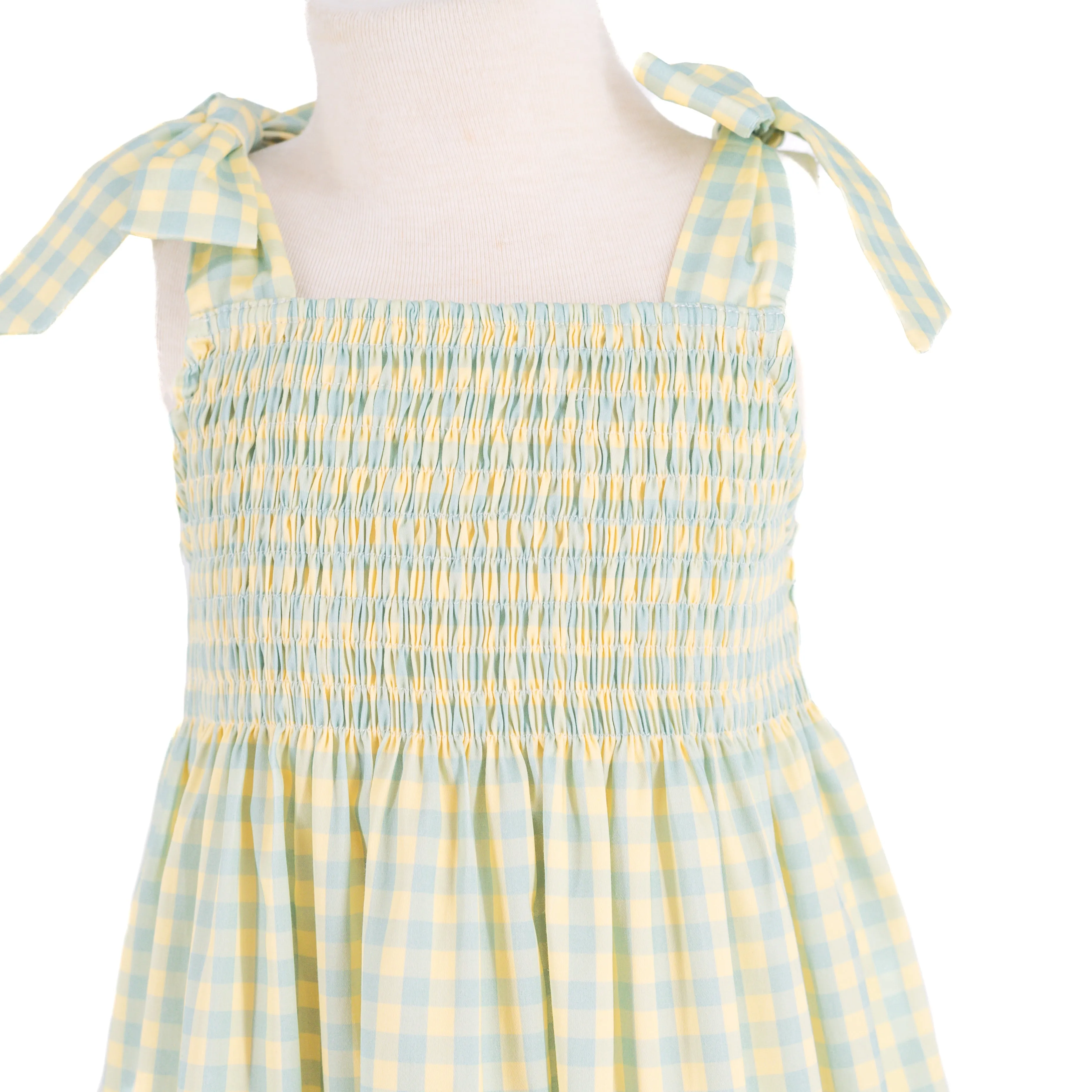 Penelope Big Girl Dress - Green/Yellow