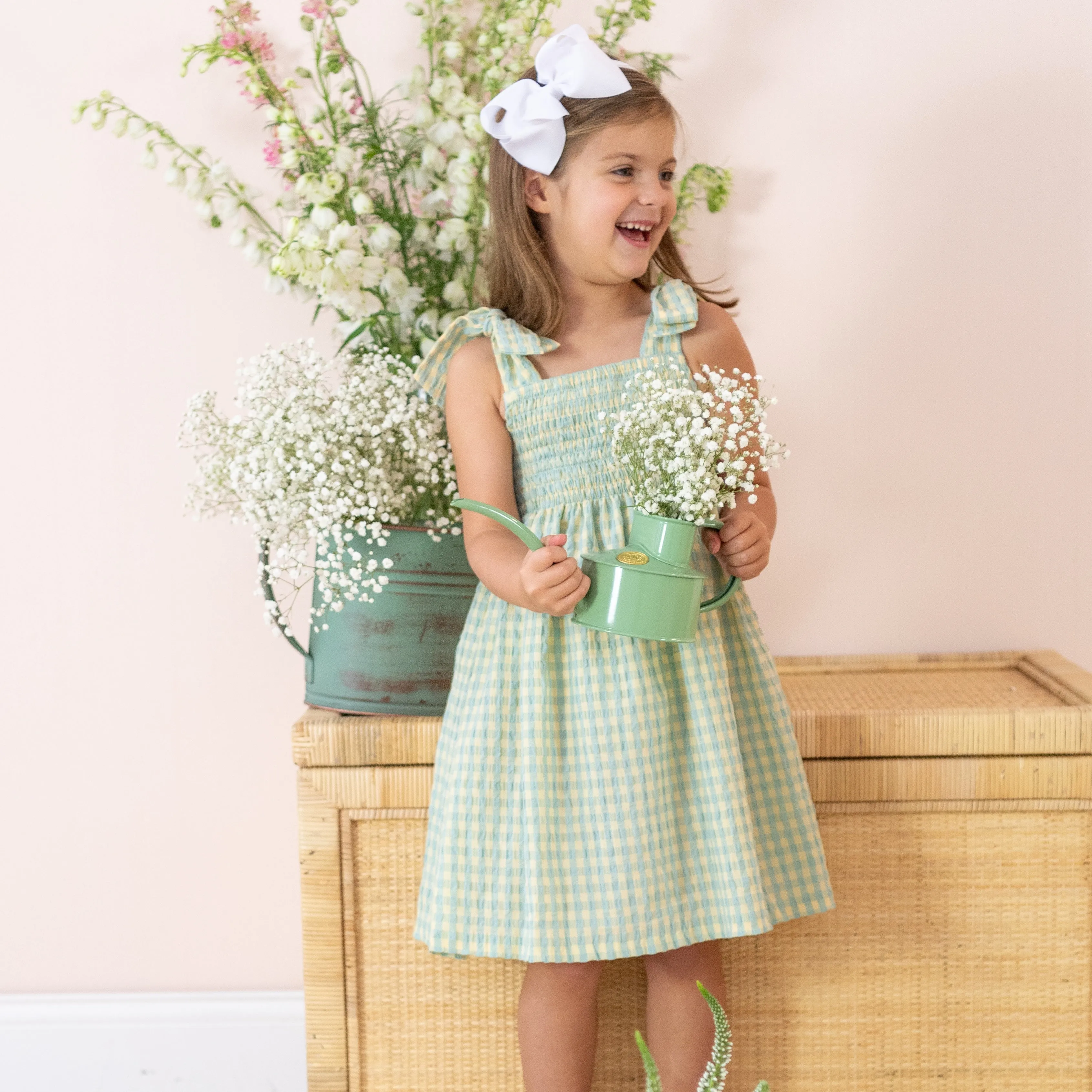 Penelope Big Girl Dress - Green/Yellow