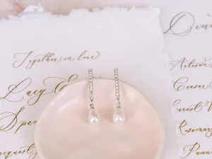 Penelope - Elegant Pearl Drop Bridal Earrings