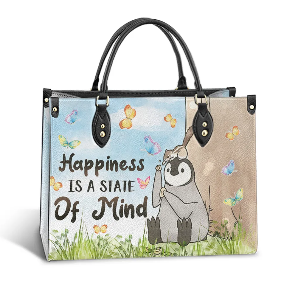 Penguin Happiness Is A State Of Mind 1 Leather Bag - Best Gifts For Penguin Lovers - Women's Pu Leather Bag