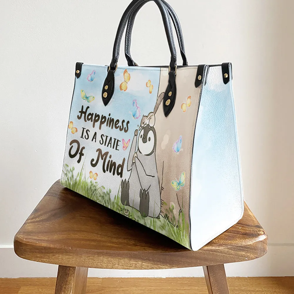 Penguin Happiness Is A State Of Mind 1 Leather Bag - Best Gifts For Penguin Lovers - Women's Pu Leather Bag