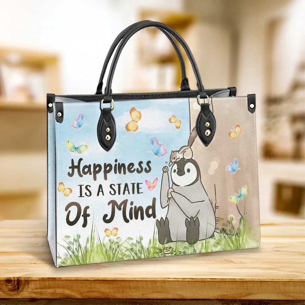 Penguin Happiness Is A State Of Mind 1 Leather Bag - Best Gifts For Penguin Lovers - Women's Pu Leather Bag