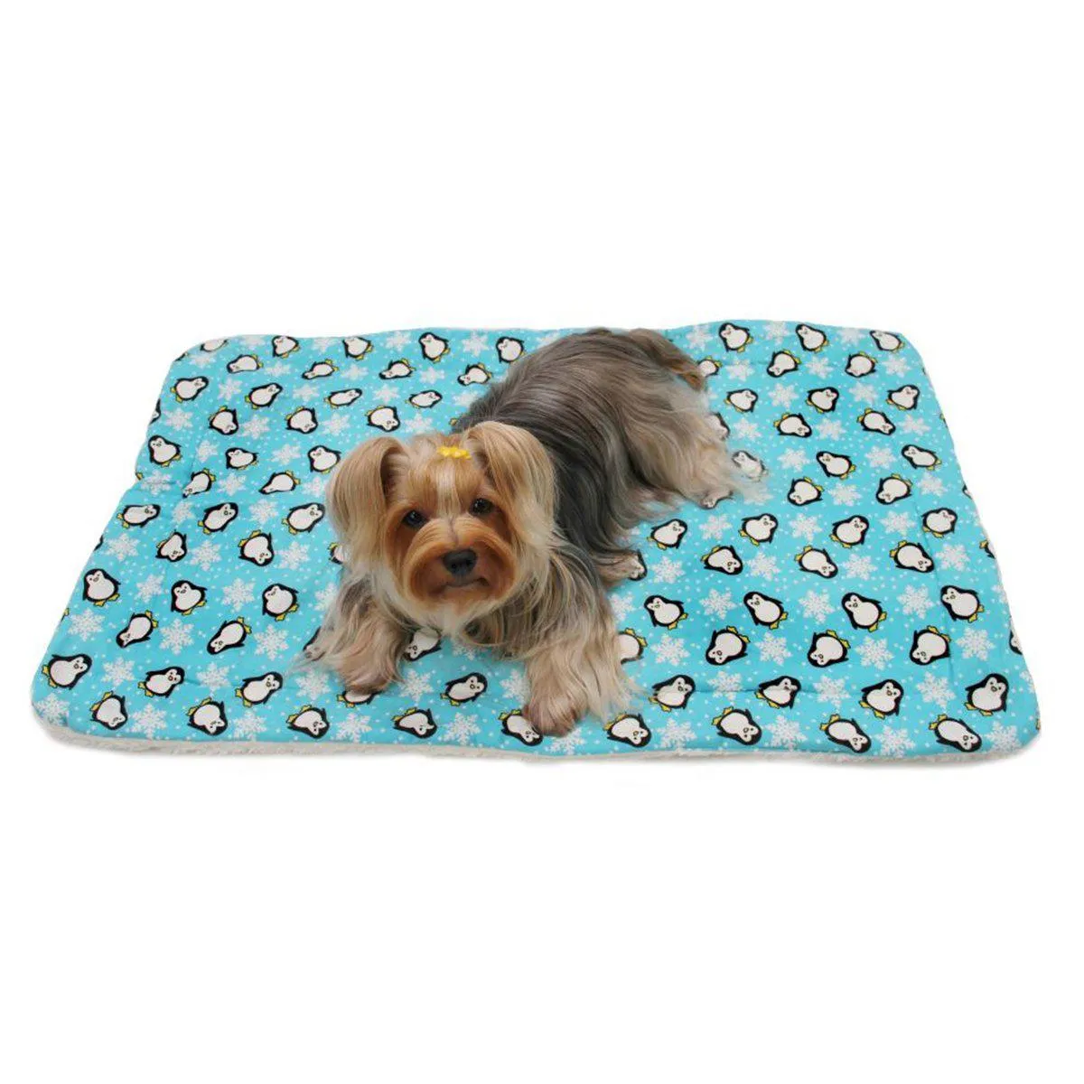 Penguins And Snowflakes Flannel Dog Blanket Blue