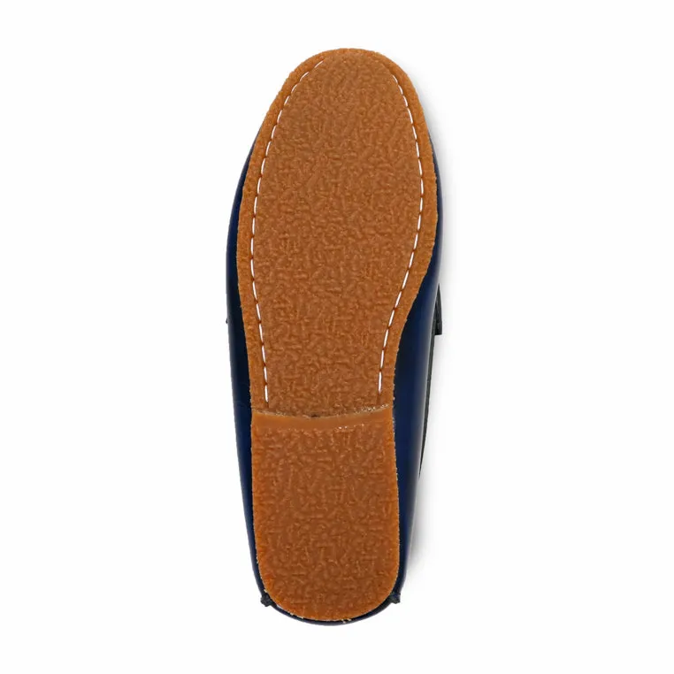 Penny Leather Loafer European Brush Off Bezel Blue