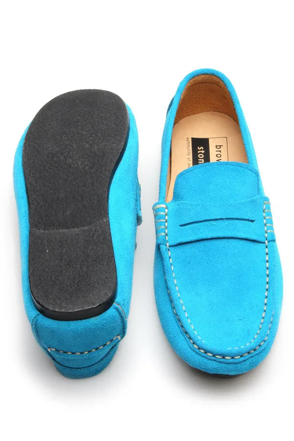 Penny Leather Loafer Suede Feel Goood Blue