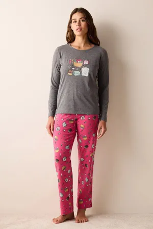 Penti Cozy Multi Color Pant Pyjama Set