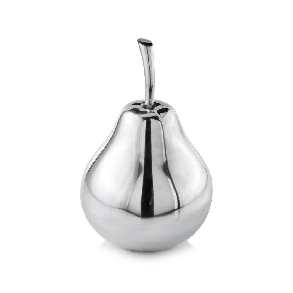 Peral Polished Pear, Silver, Fruit, Tabletop, Transitional, Sculpture, Accents, Décor, Desk, Aluminum, 6" L x 6" W x 11" H