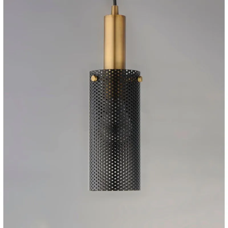 Perf 3.5" Single Light Pendant in Black and Satin Brass