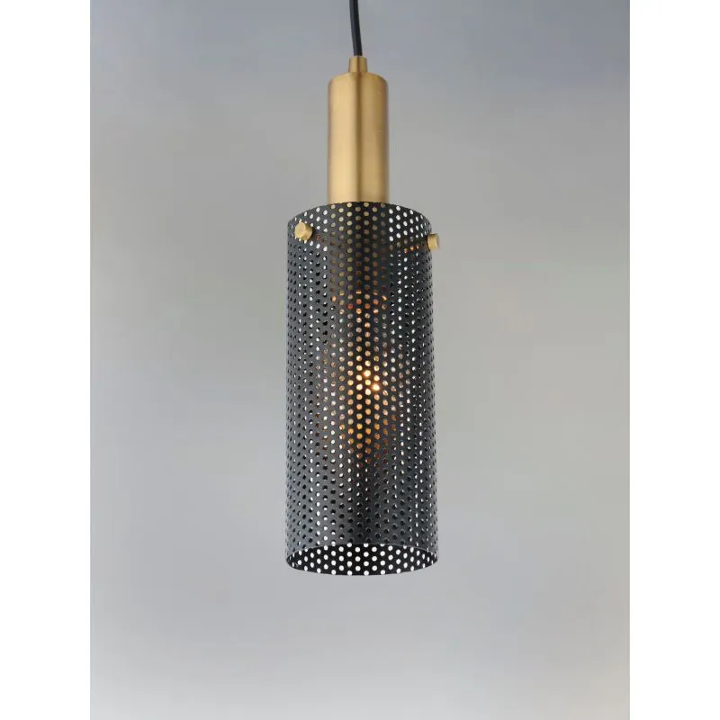 Perf 3.5" Single Light Pendant in Black and Satin Brass