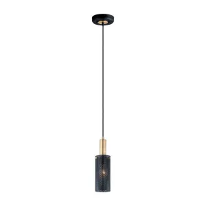 Perf 3.5" Single Light Pendant in Black and Satin Brass