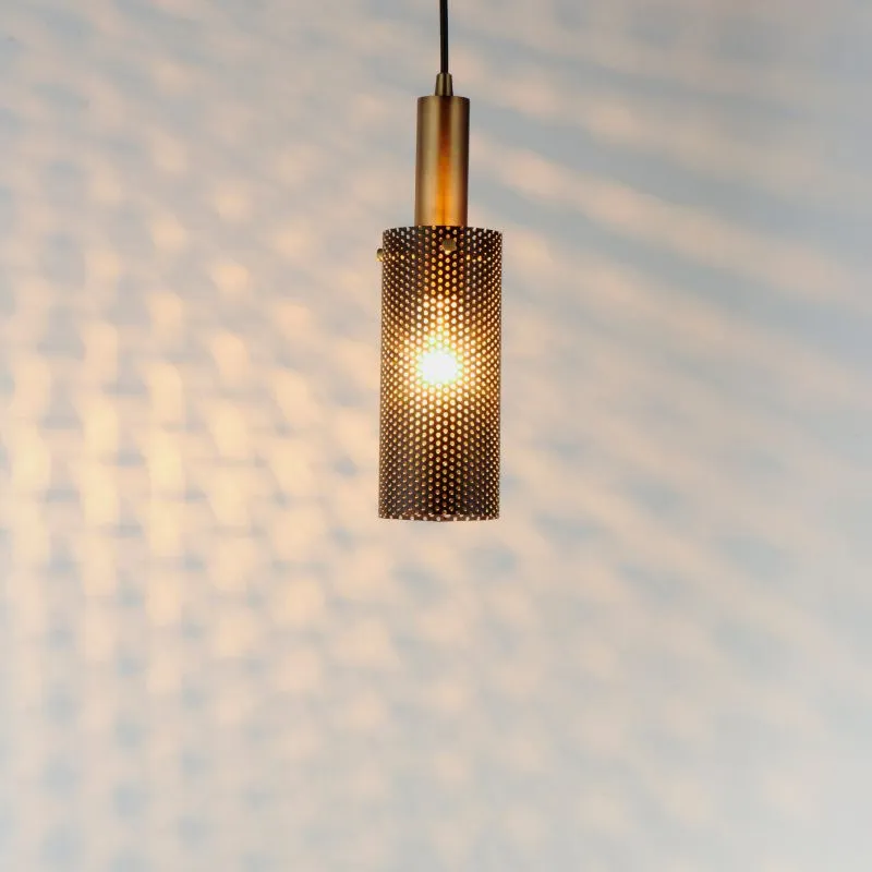 Perf 3.5" Single Light Pendant in Black and Satin Brass