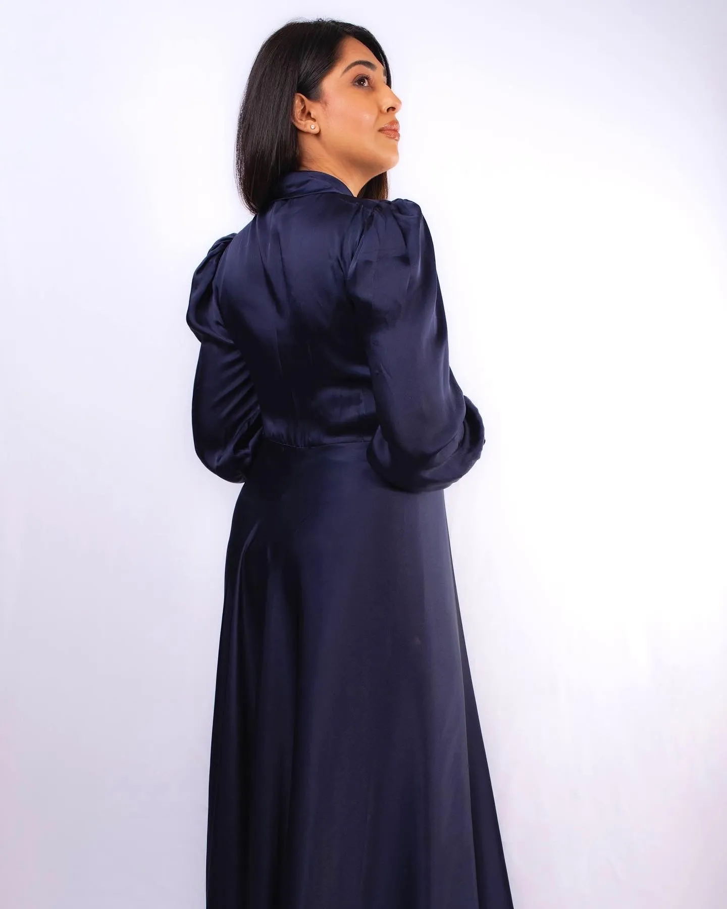 Perfect Elegant Dress for Every Occasion Dark Blue Colour long Sleeves Dress - CLEARANCE