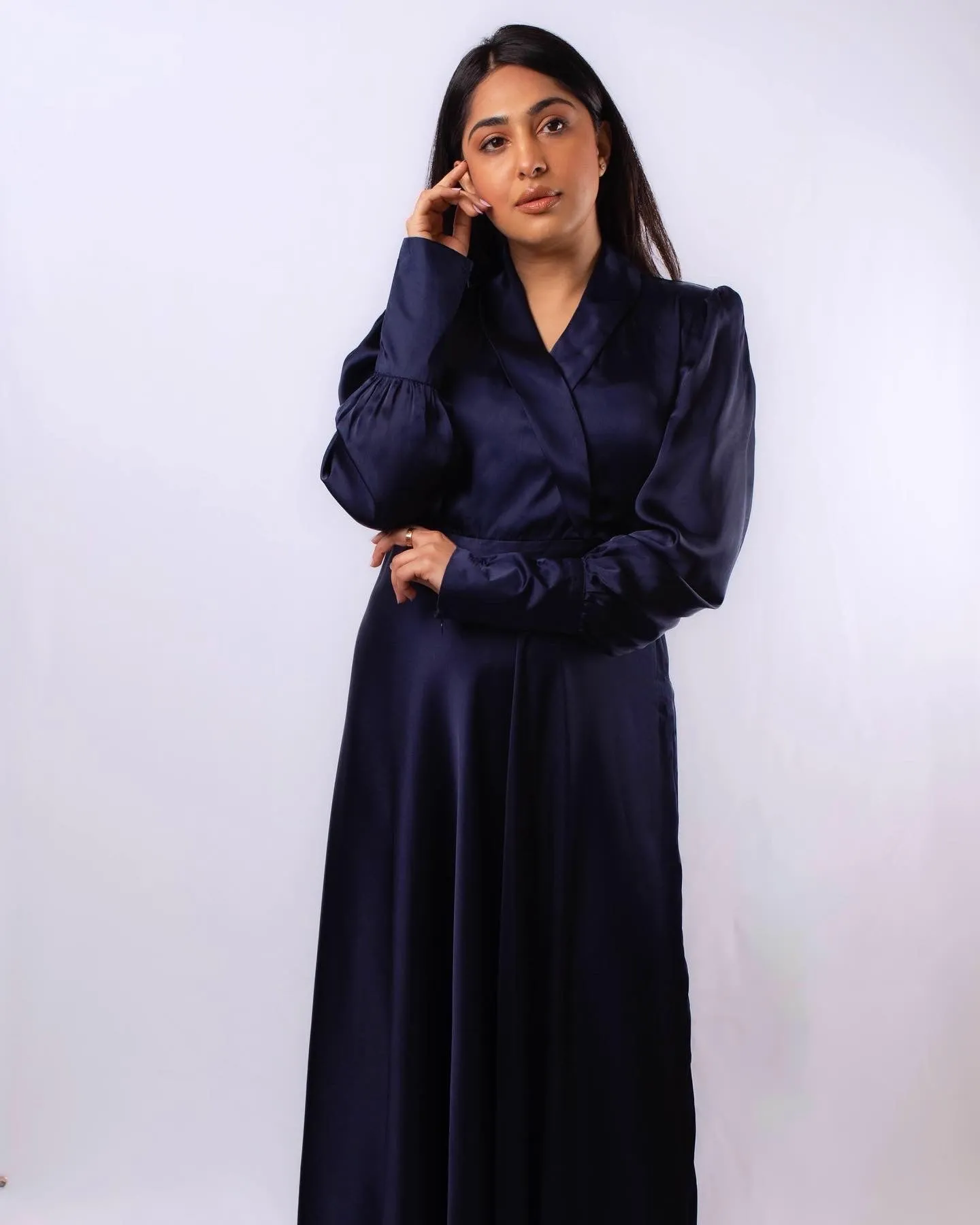 Perfect Elegant Dress for Every Occasion Dark Blue Colour long Sleeves Dress - CLEARANCE