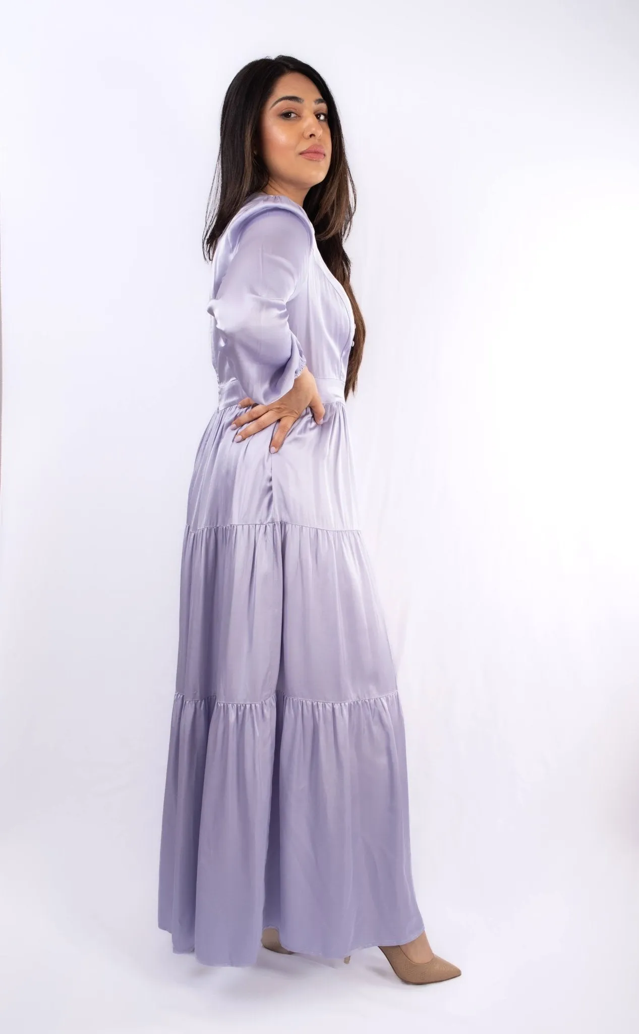 Perfect Elegant Dress for Every Occasion Lilac Colour long Sleeves Dress