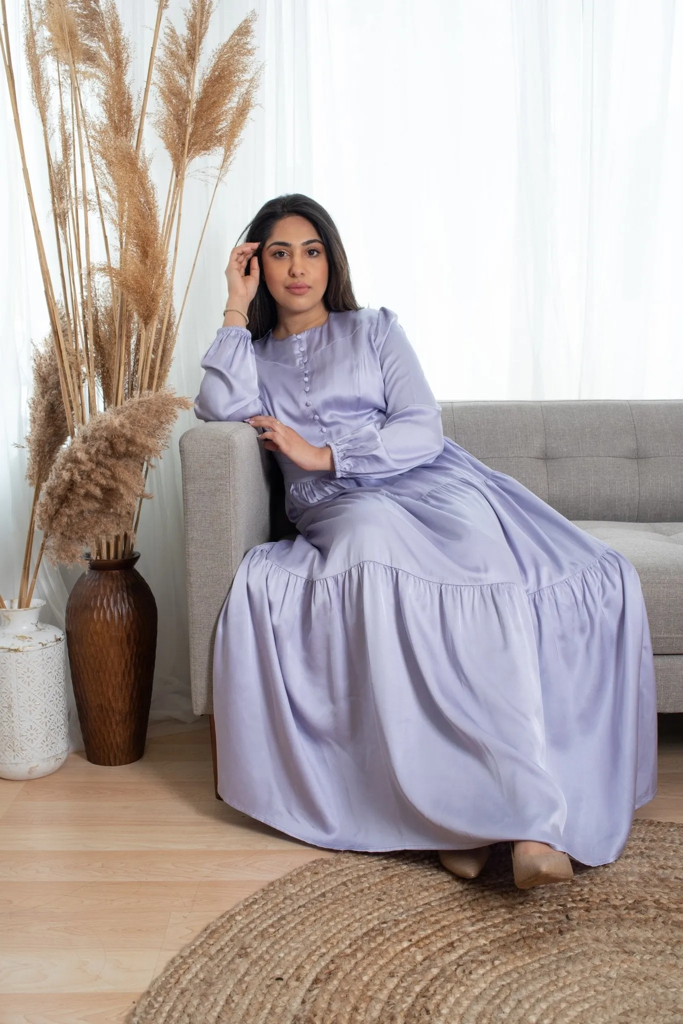 Perfect Elegant Dress for Every Occasion Lilac Colour long Sleeves Dress