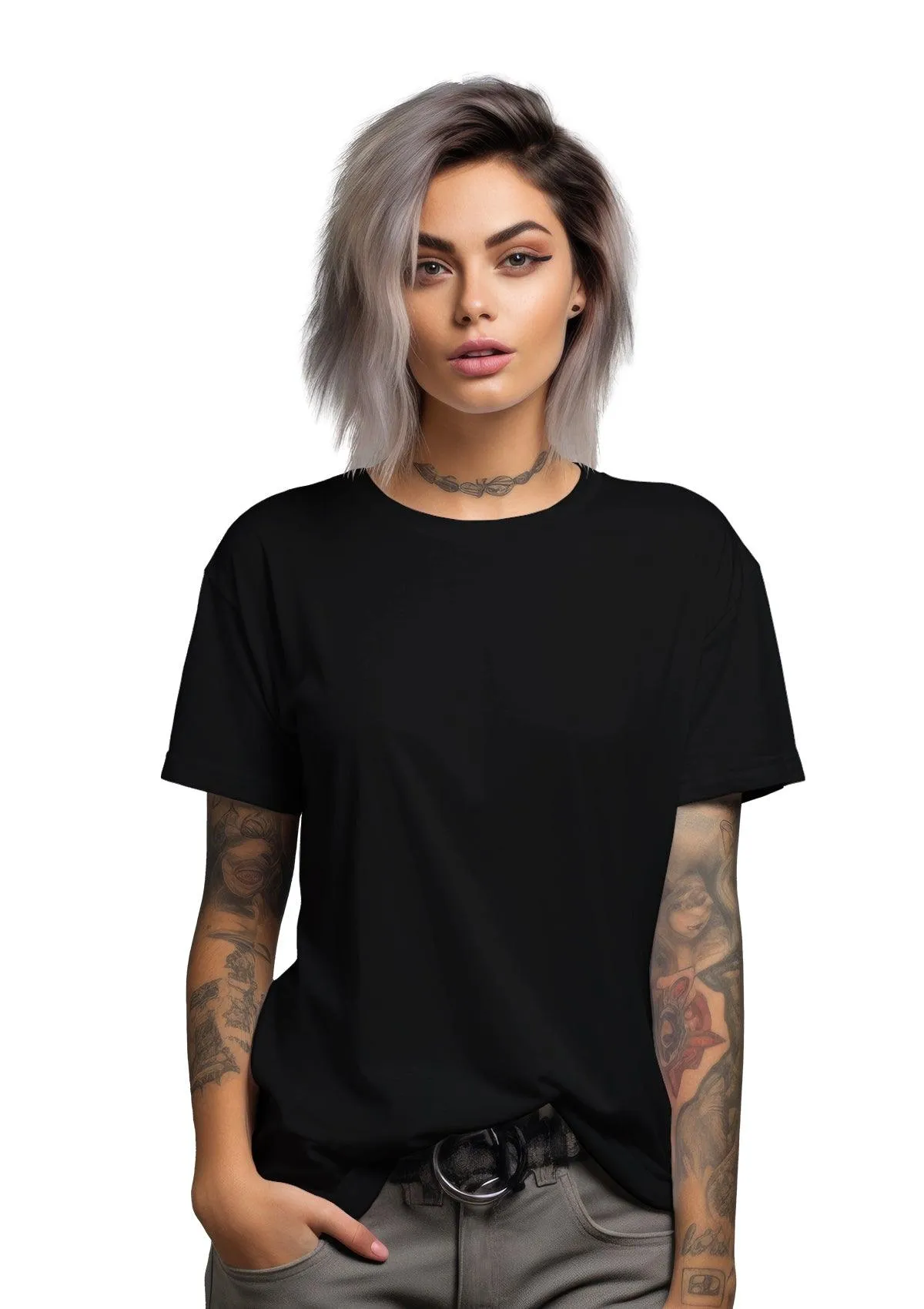 Perfect TShirt Co Women's Short Sleeve Crew Neck Black  Relax Fit T-Shirt