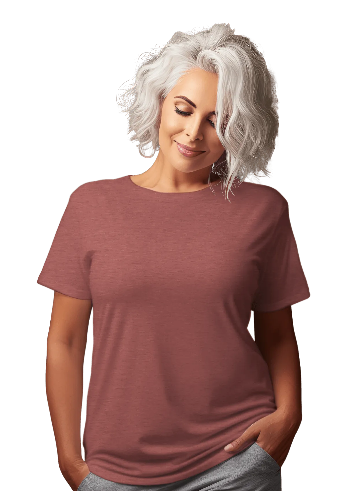 Perfect TShirt Co Women's Short Sleeve Crew Neck Heather Relax Fit in Mauve