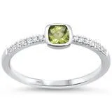 Peridot and Diamond Ring Trendy, Minimalist 14K Gold-Jess